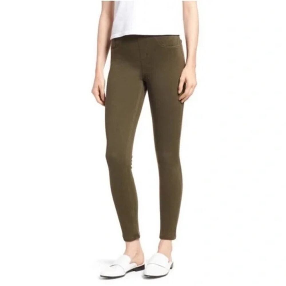 SPANX Jean-ish Ankle Crop Dark Olive Army Green Skinny Leggings Pants Medium